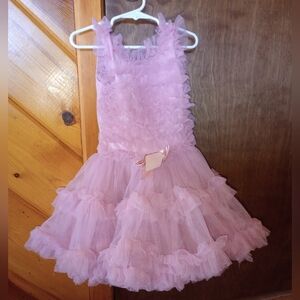 Popatu Pink Ruffled Kids Formal Dress